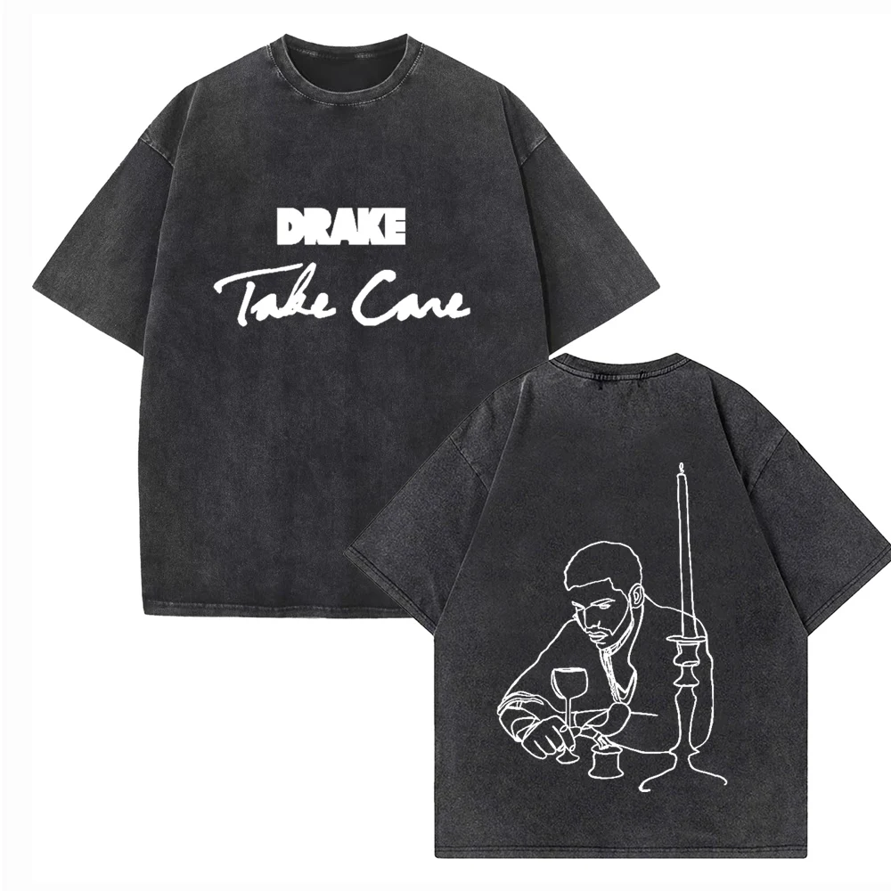 Take Care Drake 2024 เสื้อวินเทจฮาราจูกุฤดูร้อน U Nisex O-คอสั้นแขนปกติผ้าฝ้ายเสื้อยืดพิมพ์