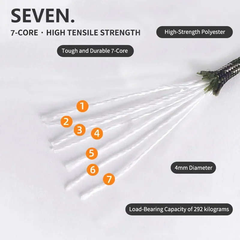 7 Cores 550 Paracord Cord 5 8 16 31 M Dia.4mm For Outdoor Camping Survival Lanyard Parachute Rope Hiking Tent Accessories image 4