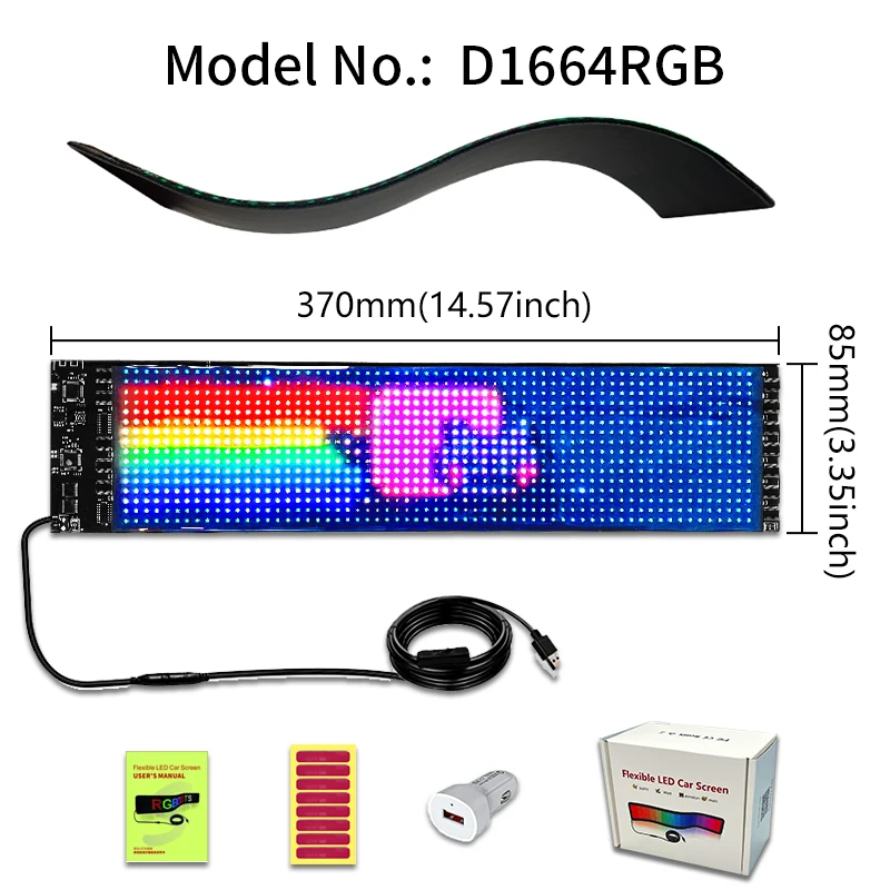 Factory Customize Led Flexible Display Signage Panel RGB Programmable USB Pixel Soft Animated Advertising Screen Led Car Sign