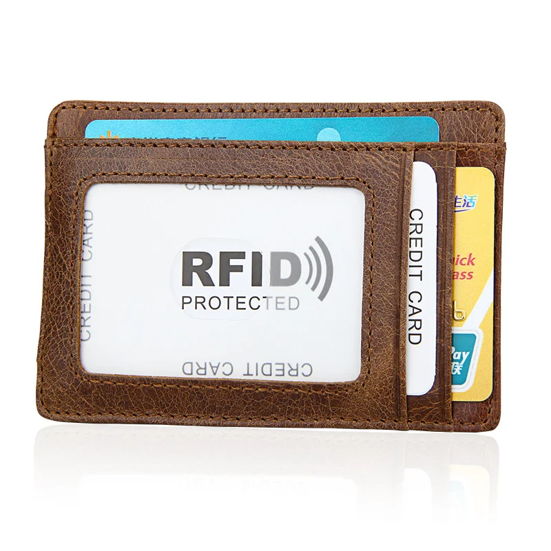 Money Clip Slim Leather Wallet For Men Front Pocket Rfid Blocking Card Holder With Rare Earth Magnets