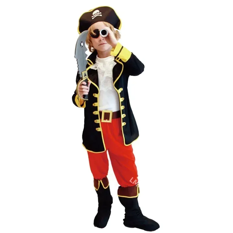 Pirate Costume Kids Pirates of The Caribbean Jack Sparrow Cosplay Child Boys Clothes Prop Suit Carnival Party Costumes for Kid