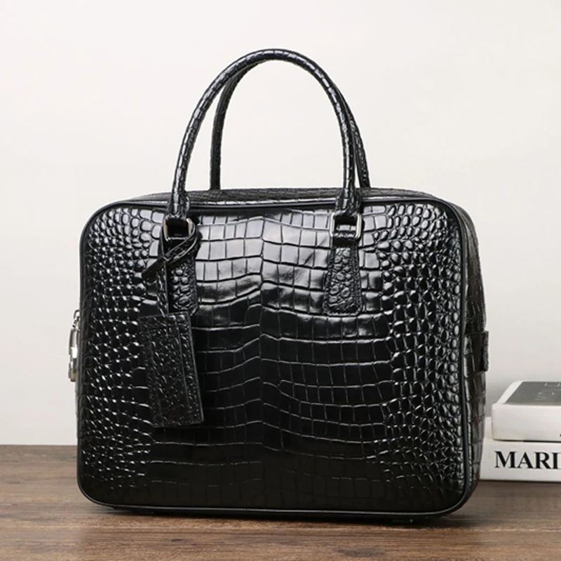 Real Cowhide Leather Crocodile Pattern High-quality Men's briefcase leather business handbag men's bag fashion leather bag