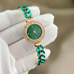 Diamond Women Watches Green Watch Ladies Wrist Watch Luxury Brand Rhinestone Womens Bracelet Watches New Female Relogio Feminino