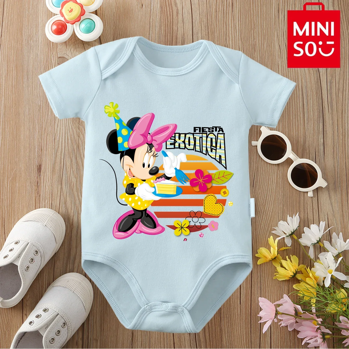 

MINISO 100% Cotton Baby Clothe Onesie Bodysuit Mickey Mouse Cute Cartoon Print for 0 To 12 Months Newborn