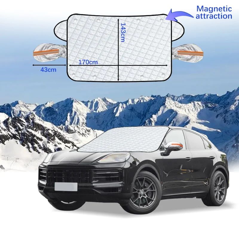 Magnetic Car Windshield Snow Cover Winter Ice-Frost Guard Sun Shade Protector For Porsche Cayenne 2002-2024 Exterior Accessories