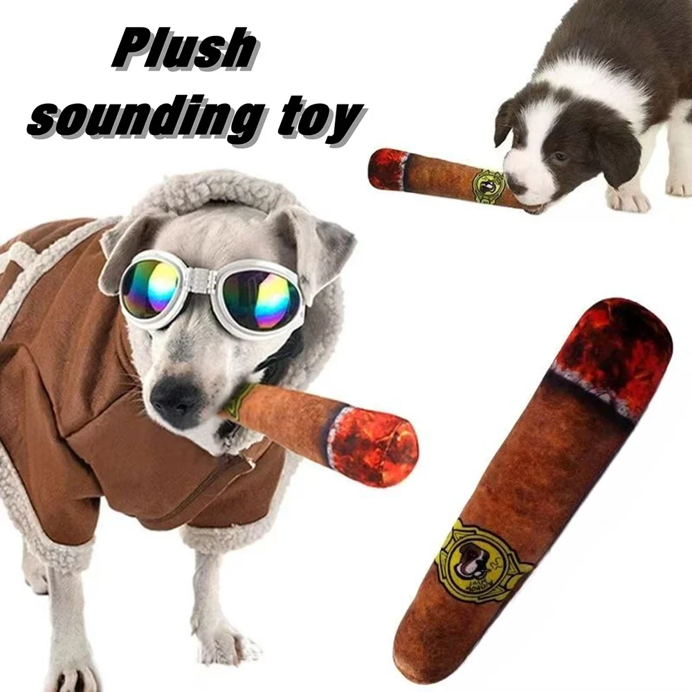 Funny Dog Plush Sound Toys Simulation Plush Cigar Squeak Toys for Small Large Dogs Resistant Chewing Toy Pet Supplies