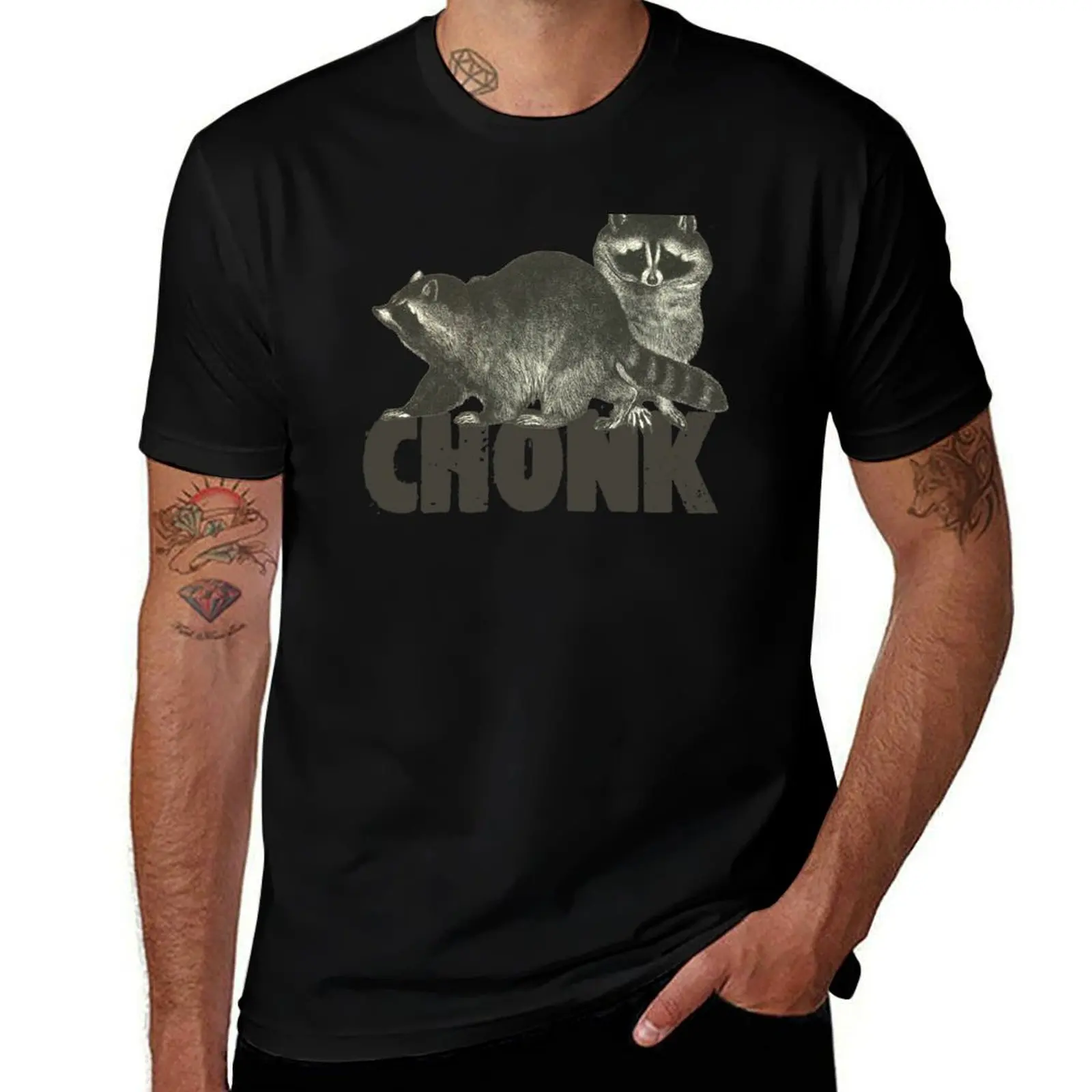 Chonk Trash Pandas - Винтажная ретро-футболка с иллюстрацией толстого енота, повседневная рабочая футболка с коротким рукавом