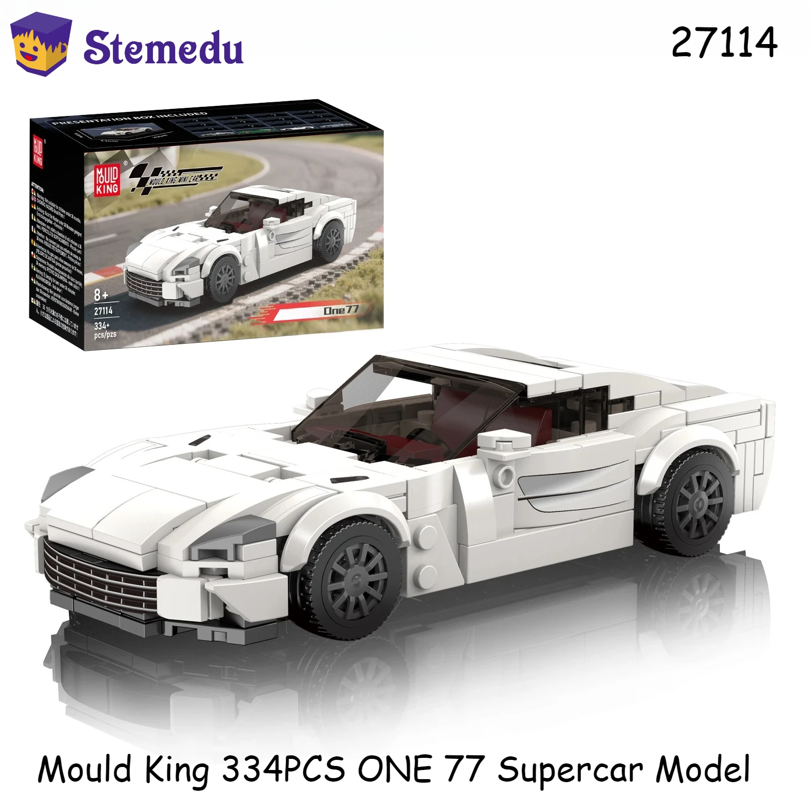 

Mould King 27114 ONE 77 Supercar 334PCS Bricks Building Blocks Classic Sports Car Model with Display Box Collectible Toys Gifts