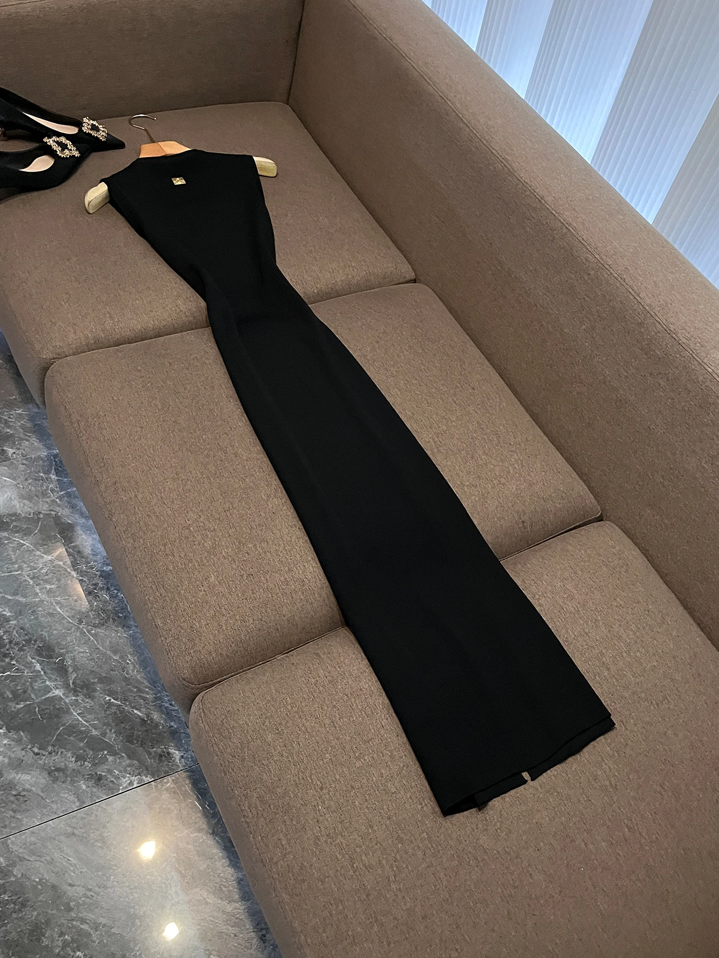 Hoge Taille Split Metaal Versierd Slim Fit Bodycon Dr Pendelen Sle Dames Faion 2025 Herfst Winter Nieuwe Collectie OK 286