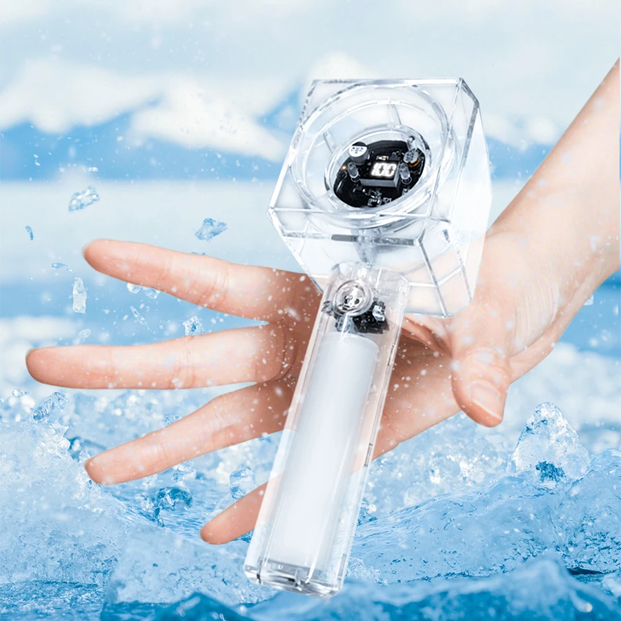 Hammer Handheld Fan High-value Colorful Gradient Transparent Fan Super Strong Wind Digital Display Fan for Indoor and Outdoor