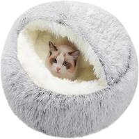 Cat Bed Round Plush Fluffy Hooded Cat Bed Cave,Cozy for Indoor Cats or Small Dog beds,Pet Beds Doughnut Calm Anti-nxiety Dog Bed