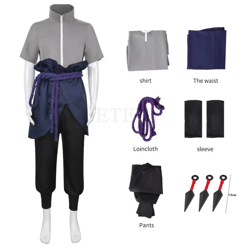 Erwachsene Anime Uchiha Sasukeing Cosplay Kostüme Jungen Halloween Karneval Party Ninja Kostüm Comic Con Sasuker Set Top Hosen Gürtel