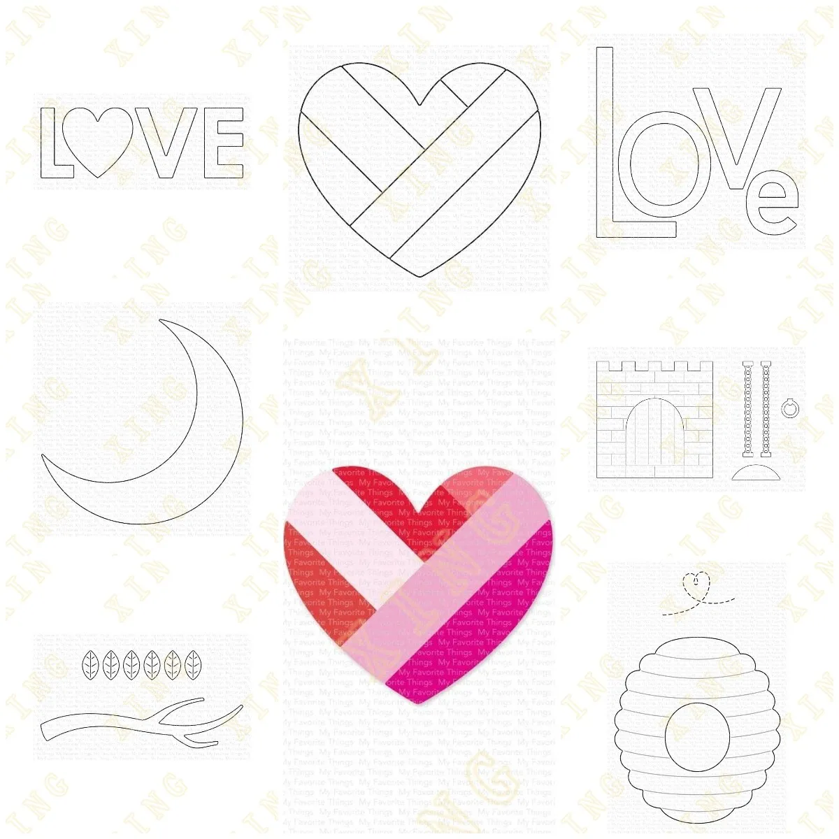 

New Valentine's Day Heart Love Branch Moon Metal Cutting Dies Scrapbook Diary Decoration Embossing Template DIY Greeting Card