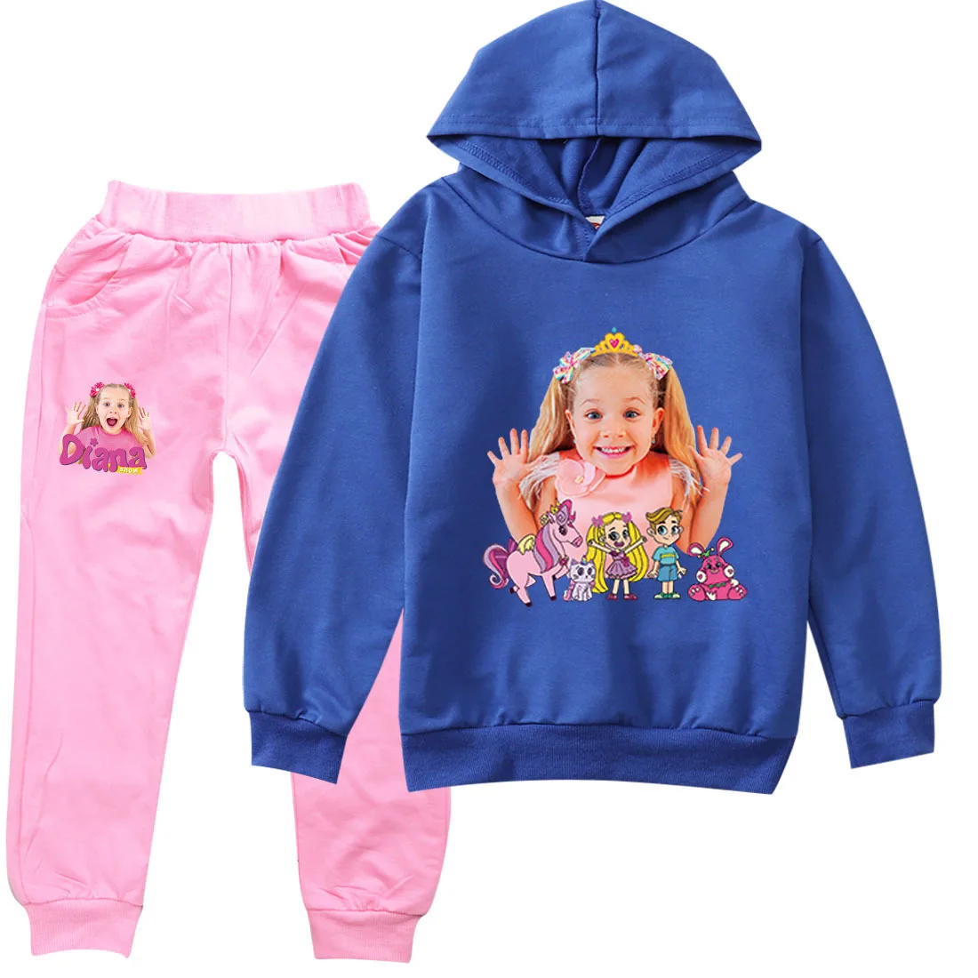 Diana and Roma Costume Kids Pullover Sweatshirts+Pants 2pcs Sets Boys Cartoon Tracksuit Children Clothing Girls Outfits