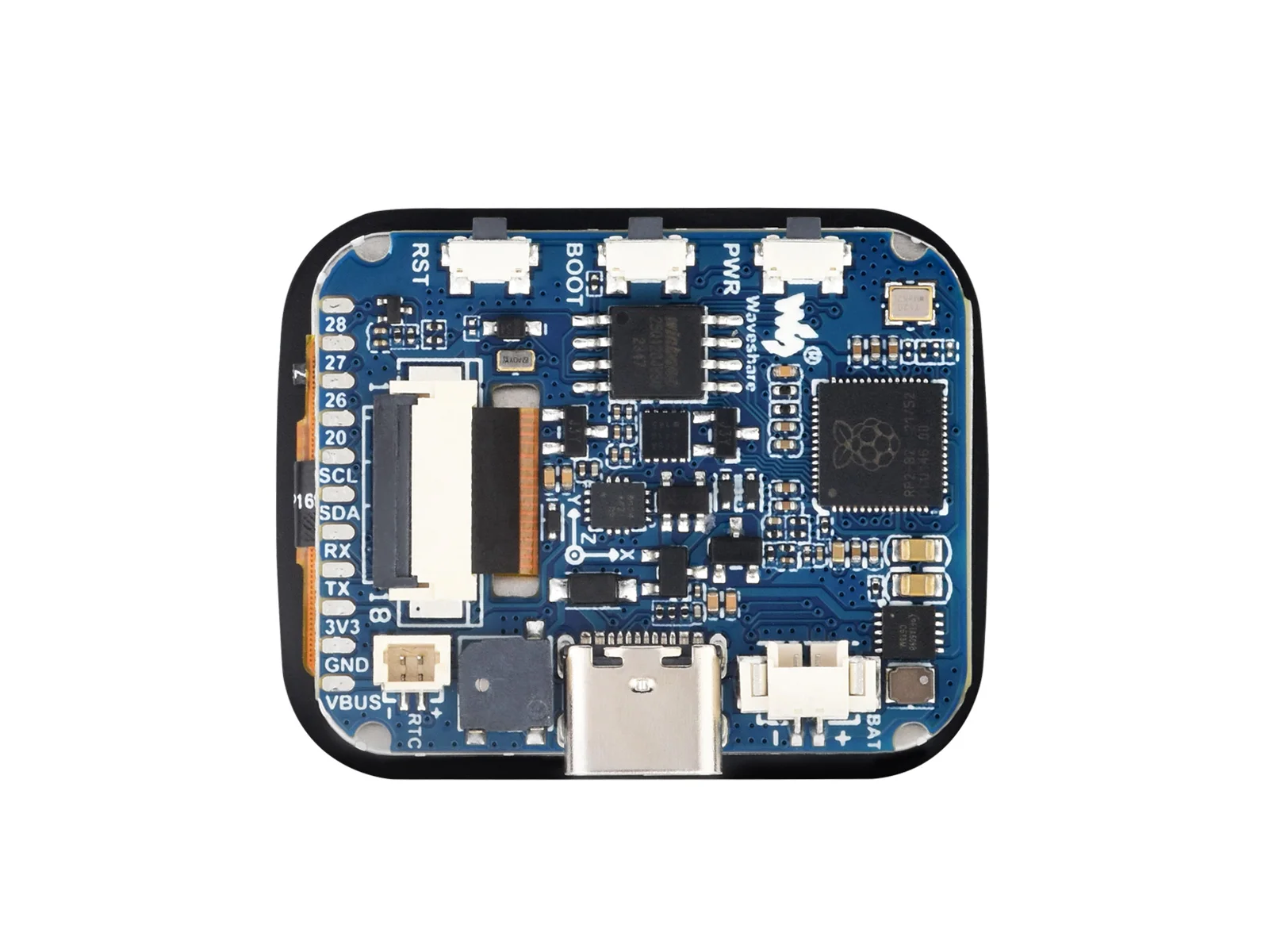 RP2040 Microcontroller Development Board, With 1.69inch Touch LCD, Rounded Corners, Dual-core Arm processor, Accelerometer And G