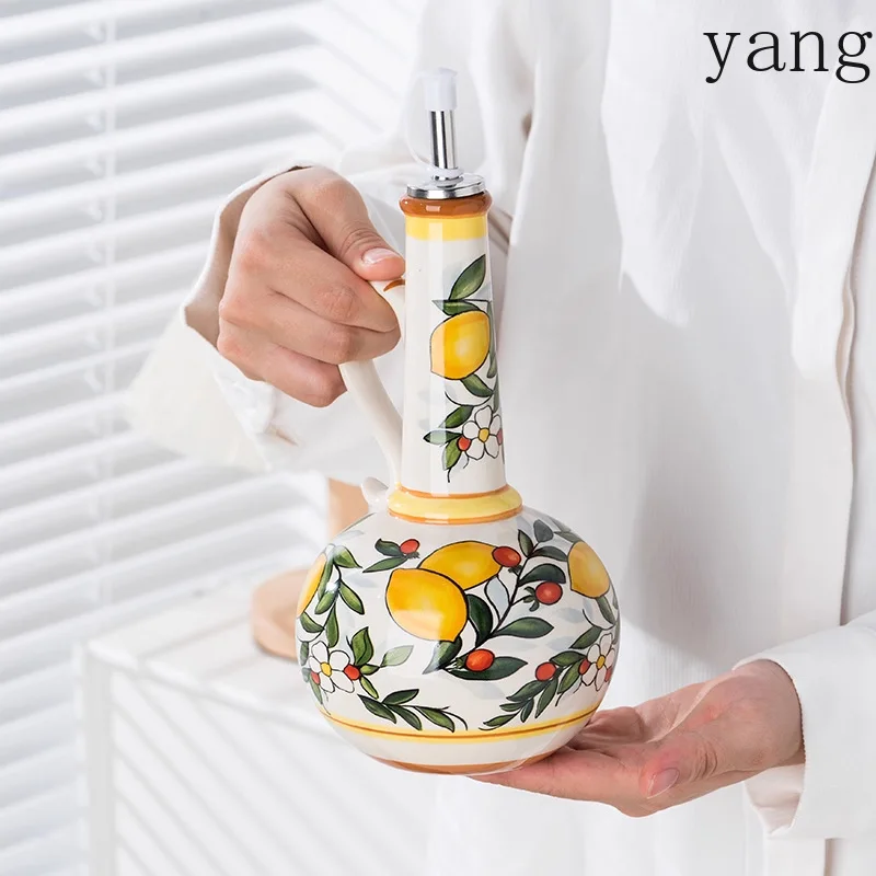 Olive Oil Dispenser Underglaze Embossed Ceramic Oil Vinegar Can Kitchen Accessories Storage Dispenser Container Bottle