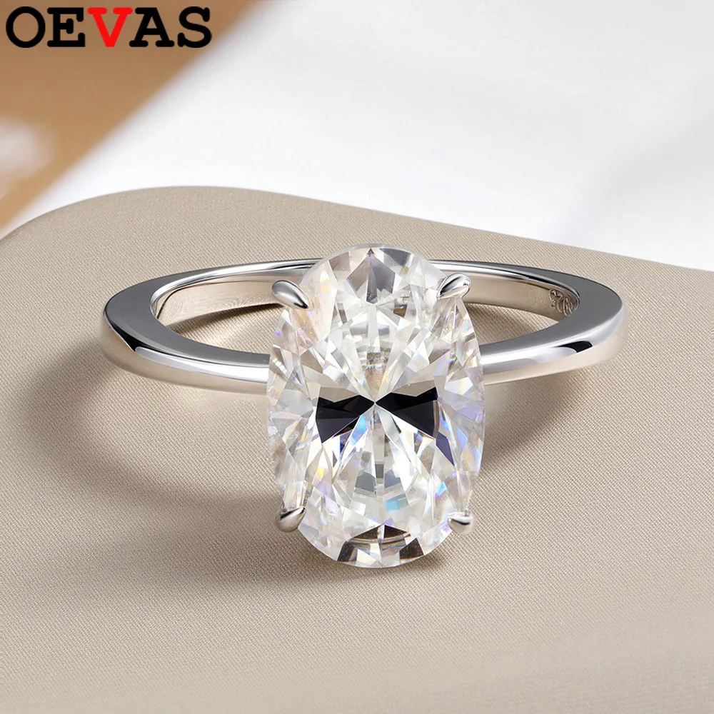 

OEVAS 100% 925 Sterling Silver 8*12mm (4.5CT) Oval Moissanite Rings For Women Sparkling Wedding Party Fine Jewelry Wholesale
