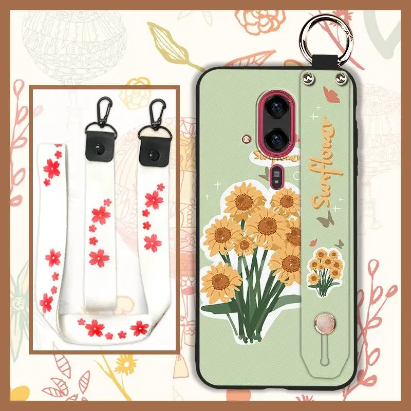 Soft case Shockproof Phone Case For Fujitsu Arrows F-53E/Rakuraku Durable Waterproof Lanyard Oil Painting flower ring