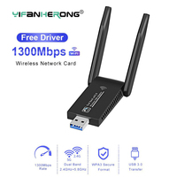 5.8Ghz 1300Mbps USB Wifi Adapter Dual Band 2.4GHz USB 3.0 Wi-fi Receiver Wireless Network Card Adaptador Antenna