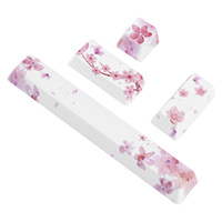 4Pcs Sakura Pattern Keycaps PTB Space/ESC/Enter/Numpad Enter Key Cap for Mechanical Keyboard