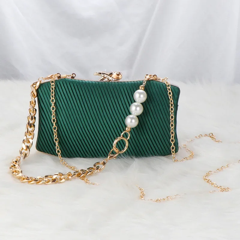 

Retro Green Gold Silver Small Handbags For Women Fashion Temperament Evening Bags Chain Shoulder Bag Crossbody Party Clutches