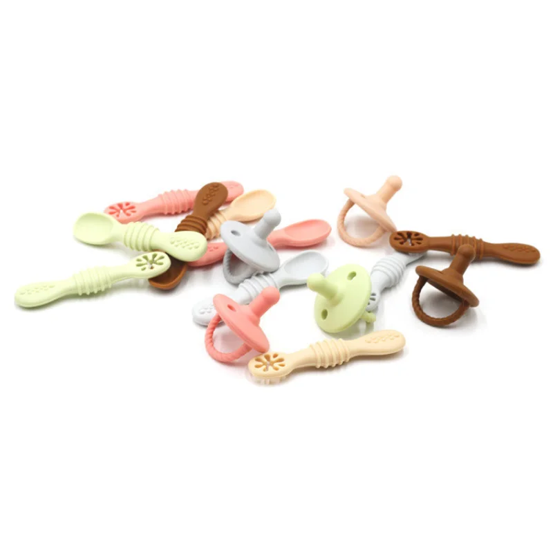 Baby Silicone Rice Paste Feeding Rice Spoon Baby Training Complementary Food Silicone Tableware Multi-color Optional