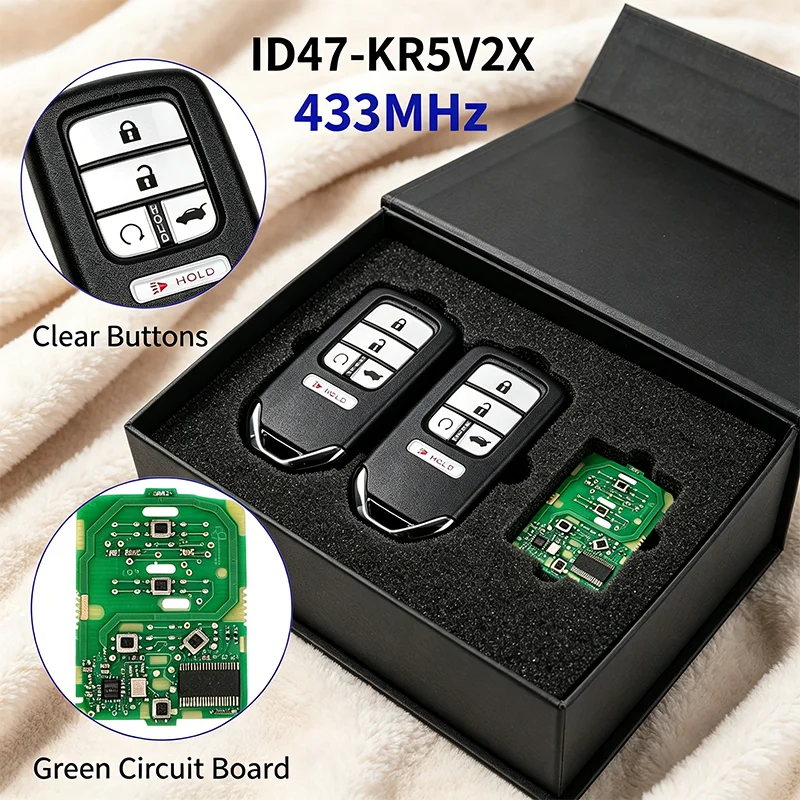 5 Buttons 433MHz KR5V2X With ID47 Chip Car Smart Remote Key For Honda CRV HRV Civic Odyssey City Jazz Pilot XRV Venzel 2016-2022