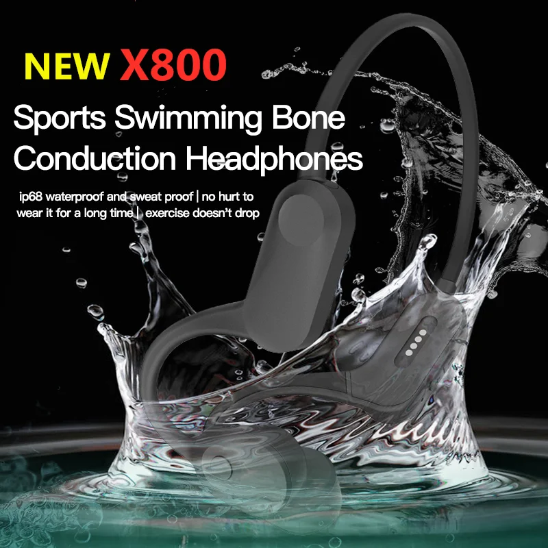 Bone conduction swimming earphones do not enter the ear, sports waterproof strap, 32G memory, ear mounted Bluetooth earphones