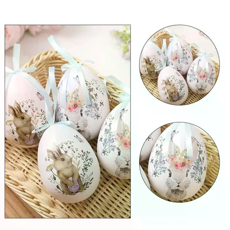 Foam Easter Eggs Pendant Cartoon Artificial Easter Simulation Egg Decorative DIY Craft Egg Hanging Ornament Home Decor