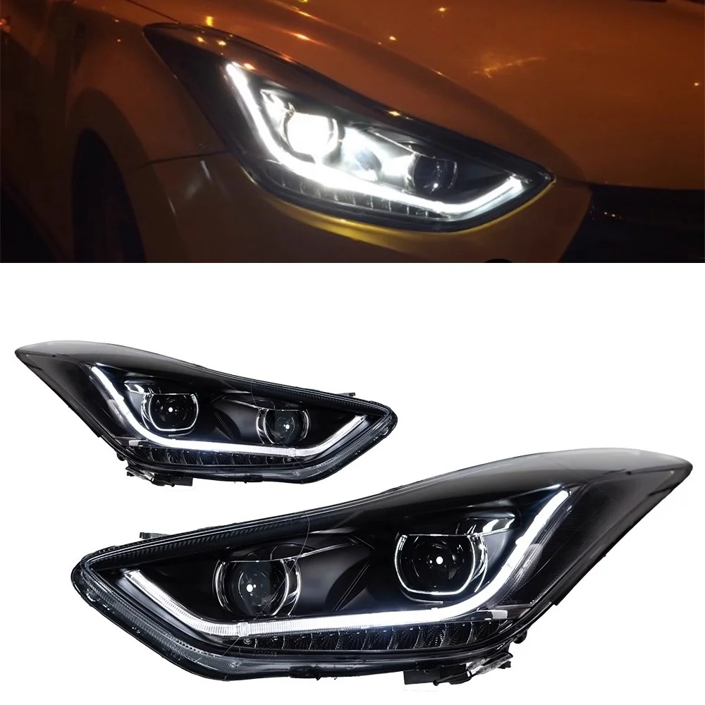 

For Hyundai Elantra Avante 2012-2016 Modified Car Headlight Front Bumper Lamp Turn signal Daytime Running Light 6 Pins Plug