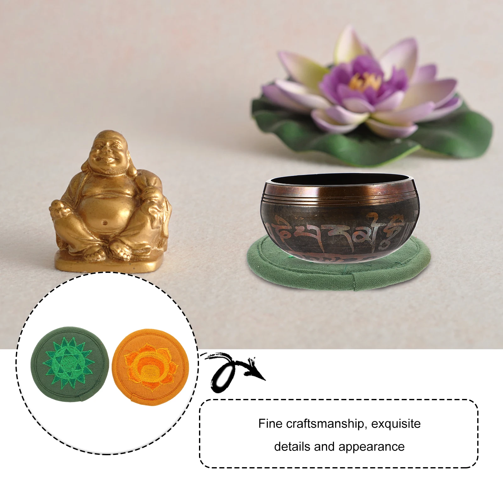 

Sound Mat Embroidered Tea Pot Coaster Durable High Quality Practical Gift Sound Bowl Mat Idea Full Meaning