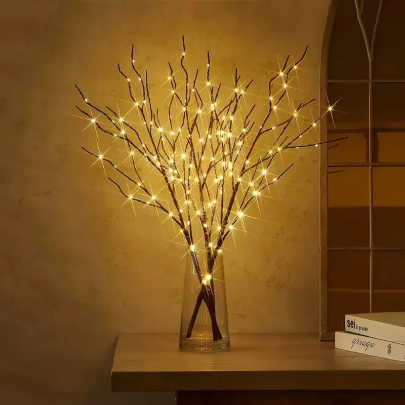 50LED 80CM Lighted Birch Tree Warm White LED Artificial Branch Tree Lights for Home Party Festival Christmas Easter Decor Lights