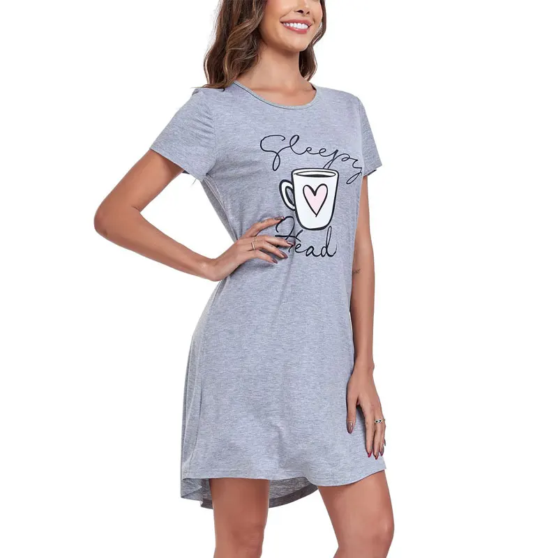 Zomernachtjurk Dames nachtjapon Sexy nachtkleding Zachte slaapjurk Bamboe nachtkleding Nachthemd met korte mouwen Leuke sexy nachtkleding