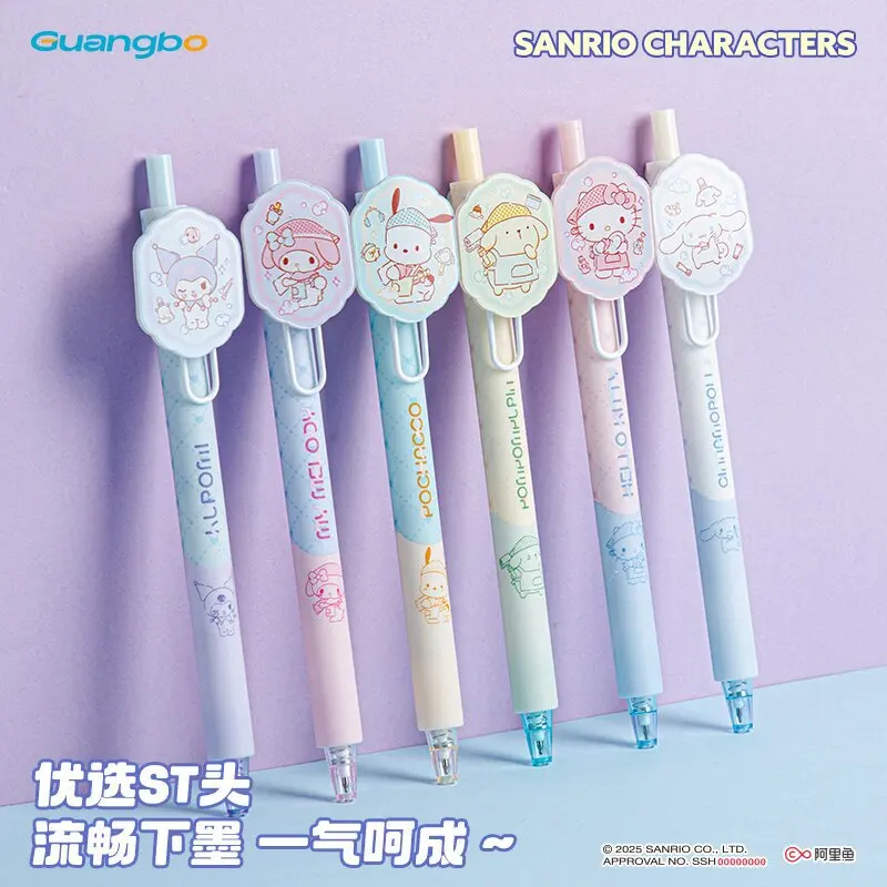 

Original 6/36pcs Kawaii Sanrio Hello Kitty Gel Pen Cute Quick-Drying 0.5mm Black Writing Pen Stationery.