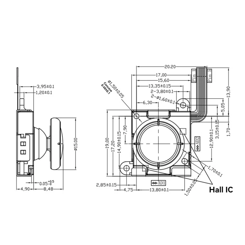 AK51-2PCS TMR Joystick Elettromagnetico Per ANBERNIC RG505 RG405M RG405V Rgcube Tunnel Resistenza Magnetica Joystick