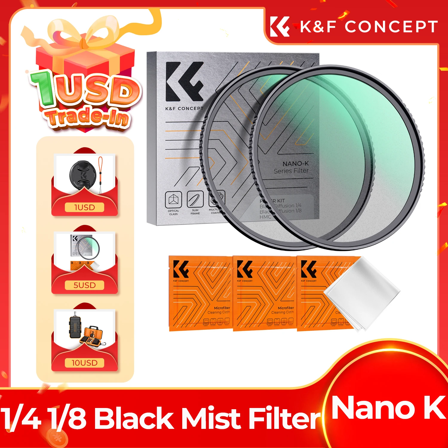 

K&F Concept 49-82mm 1/4 1/8 Black Mist Diffusion Filter for Nikon Canon DSLR Camera Lenses Filters 49mm 58mm 62mm 67mm 77mm 82mm