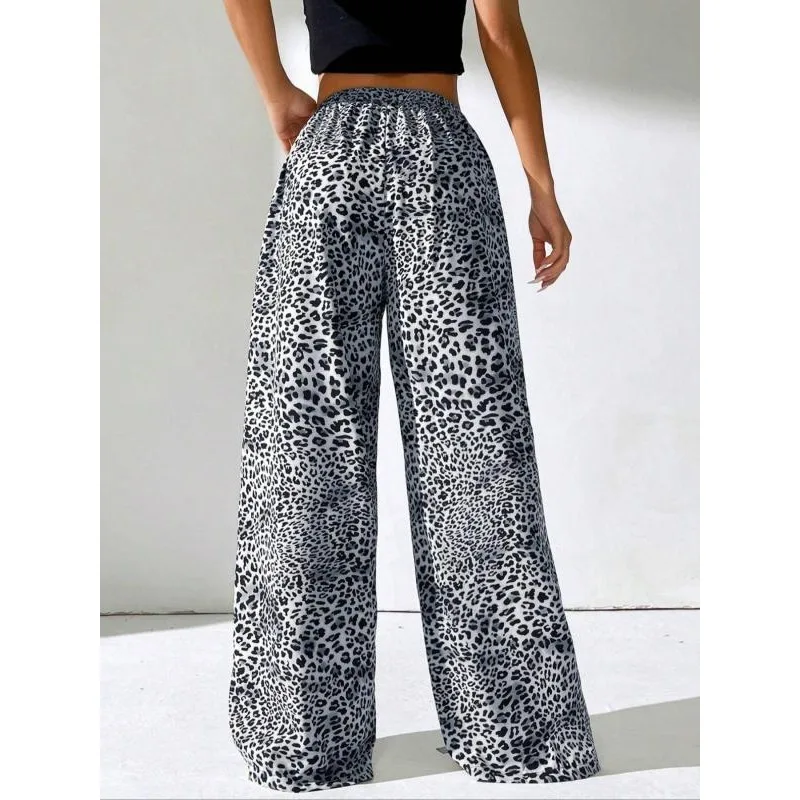 Taglie forti 1XL-5XL Pantaloni larghi da donna nuovi Pantaloni dritti con lacci in vita elastica scozzese allentato casual ﻿