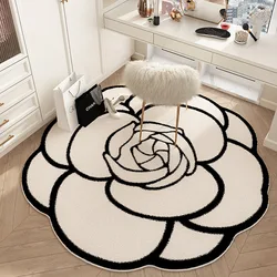 Alfombra de felpa para sala de estar, Felpudo decorativo con forma de flor creativa, suave y esponjoso, antideslizante, para dormitorio y baño