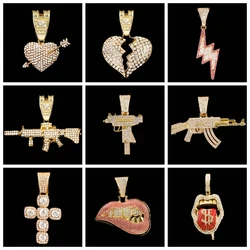 HipHop Iced Out Cuban Link Chains for Men Women Necklace Bling Cuban CZ Stainless steel Chain Necklace Pendant Wholesale Jewelry