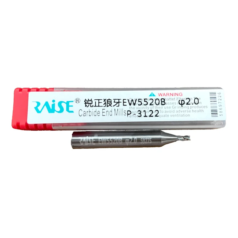 Raise Carbide End Mills 2.0mm EW5520B Cutter Breakage Resistant Locksmith Tool for Wenxing DEFU JZ Goso 368A 998A Models