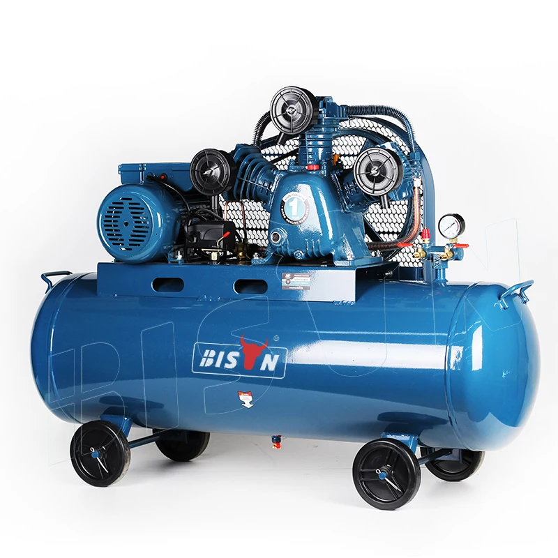 China Bison Brand 3 Phase 8Bar 3Kw 3 Cylinder 150L 220V 4Hp Industrial Belt Driven Pistons Air Compressor Machine