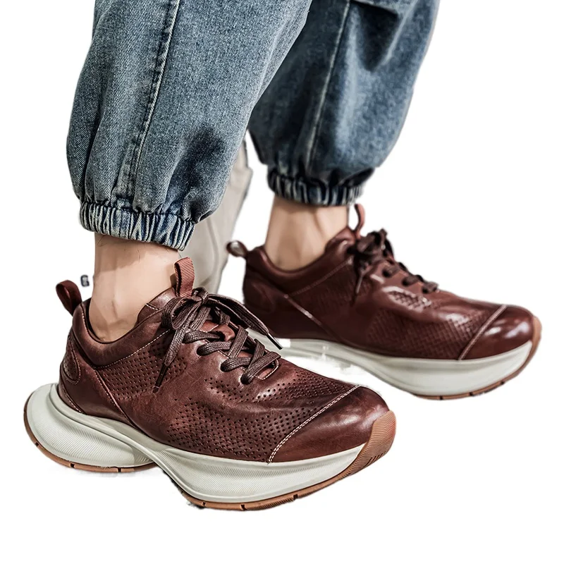 

Лучшая универсальная мужская обувь для зимних видов спорта, модная кожаная обувь в стиле ретро для папы Oes с низким вырезом, повседневная модная универсальная мужская обувь