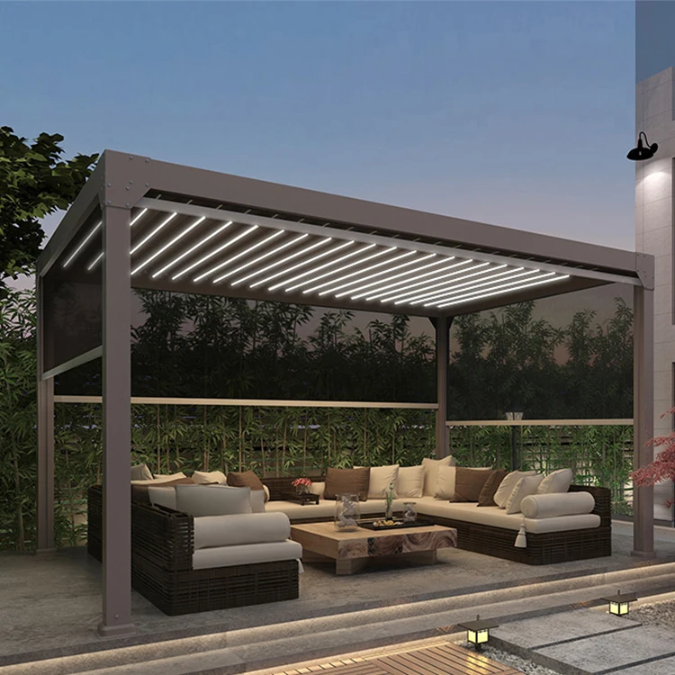 

Easy Install Modern Motorized Adjustable Weatherproof Eco-Friendly Nature Patio Roof Aluminum Louver Pergola Gazebo
