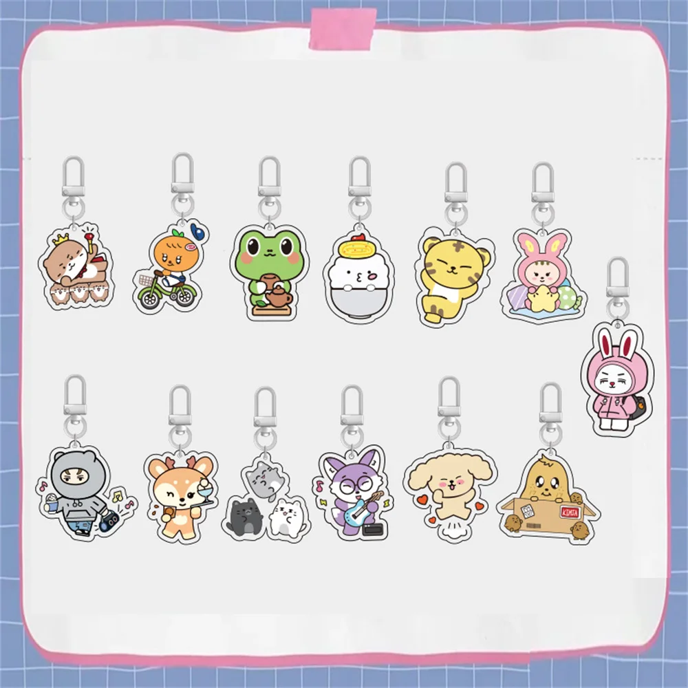 Kpop Idols Jeonghan Wonwoo Cartoon Cute Acrylic Printing Pendant Keychain 5CM Bag Accessories Charm Keyring Fans Collection Gift