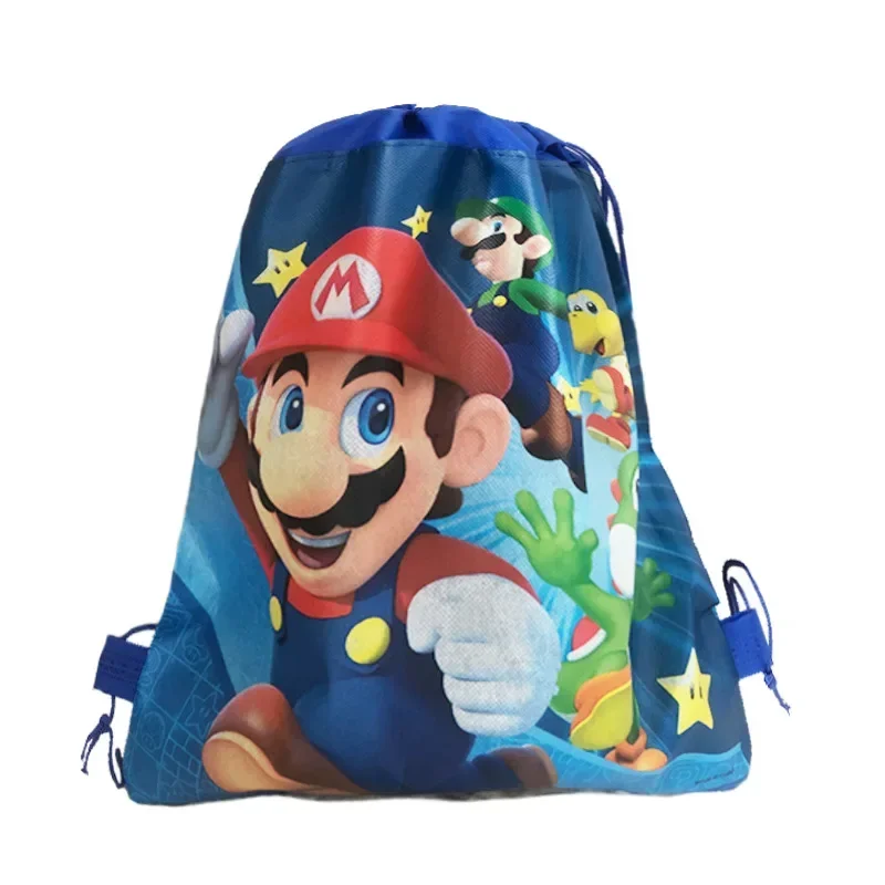 Children's Backpack Drawstring Bag Super Mario Anime Non-woven Double-sided Bundle Pocket Birthday Party Gift