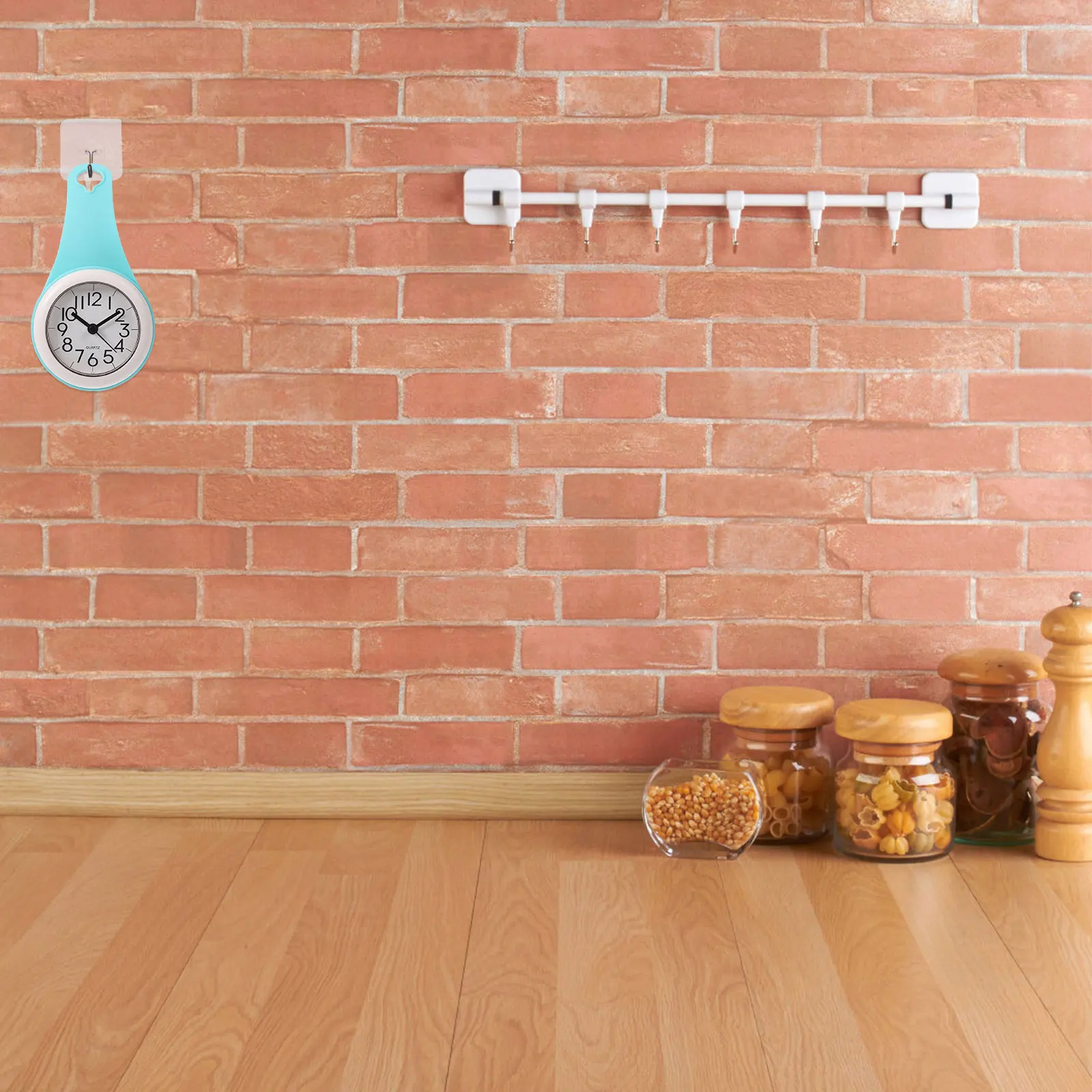 

Bathroom Clock Waterproof Suction Cup Hanging Silent Accurate Time Keeping Modern Design Kitchen Vanity Desk Space Saving