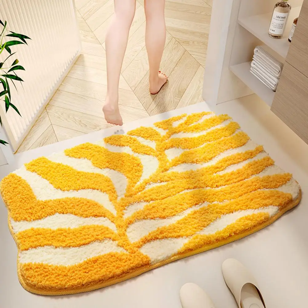 Doorway Mat Quick-drying Bathroom Floor Mat with Anti-slip Design Absorbent Hotel Rug Featuring 3d Plant Pattern for Bedroom