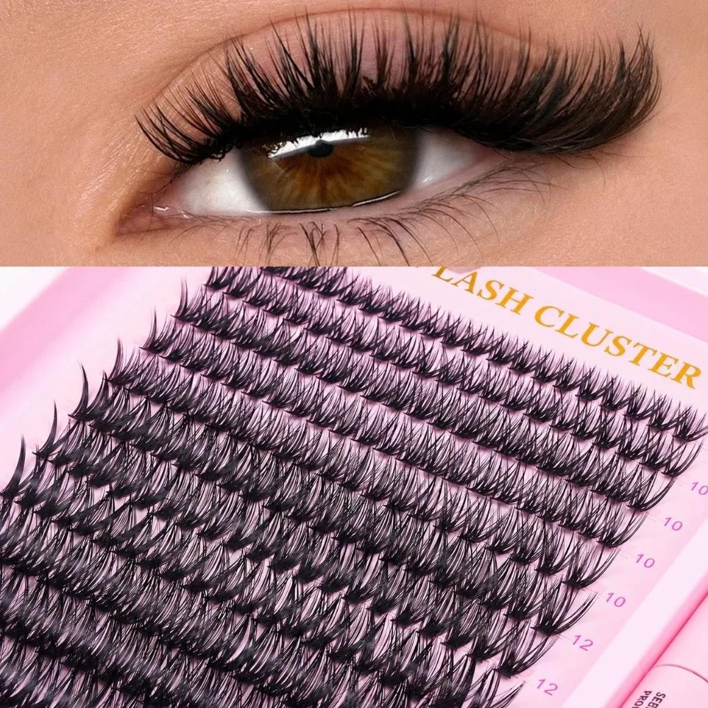 30/40/50/100D DIY Segmented False Eyelashes Kit 8-16mm Long with Bond Glue Individual False Lashes with Tweezers with Seal Glue
