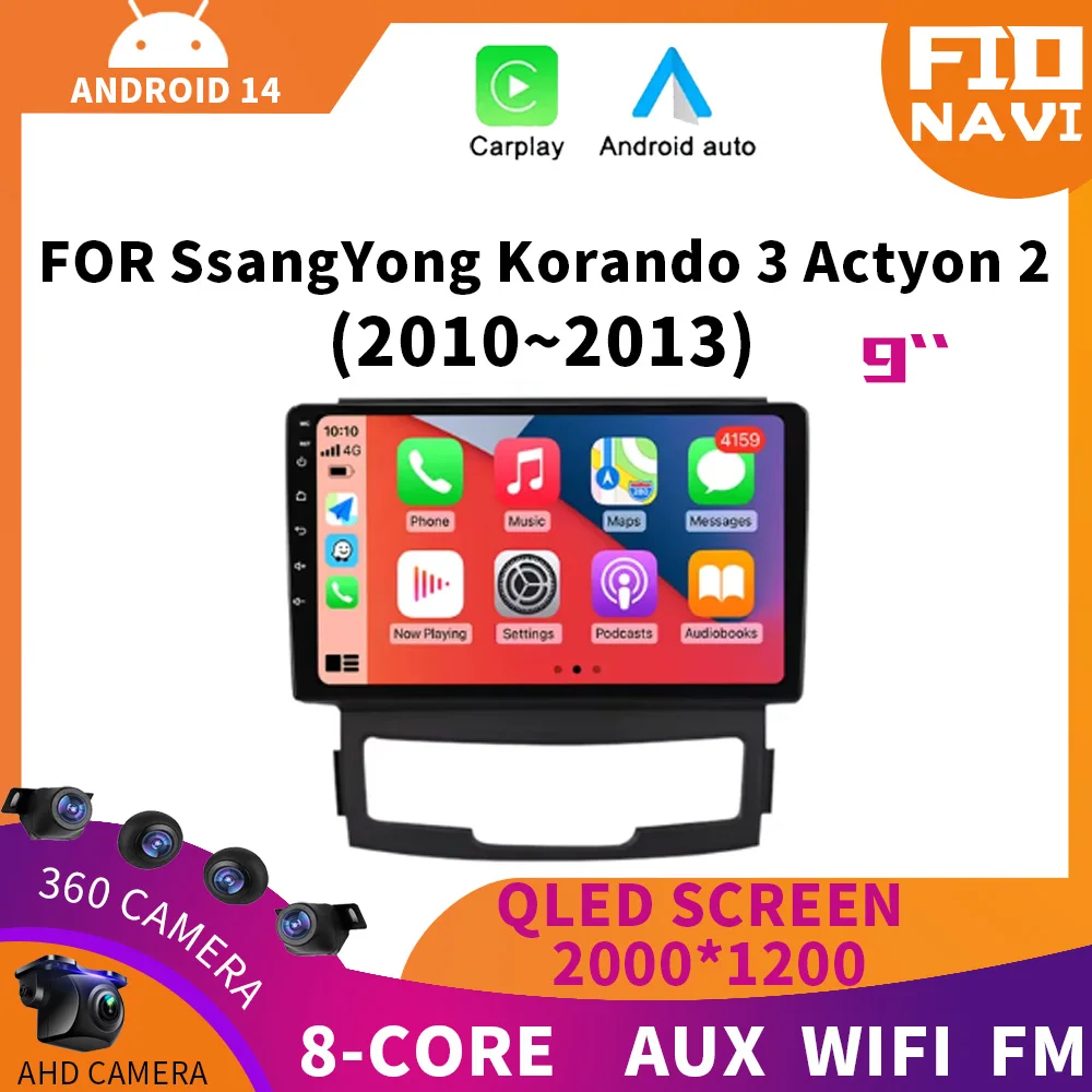 

Android 14 WIFI+4G Carplay Auto For SsangYong Korando 3 Actyon 2 2010 - 2013 Car Radio Multimedia Video Player Navigation GPS