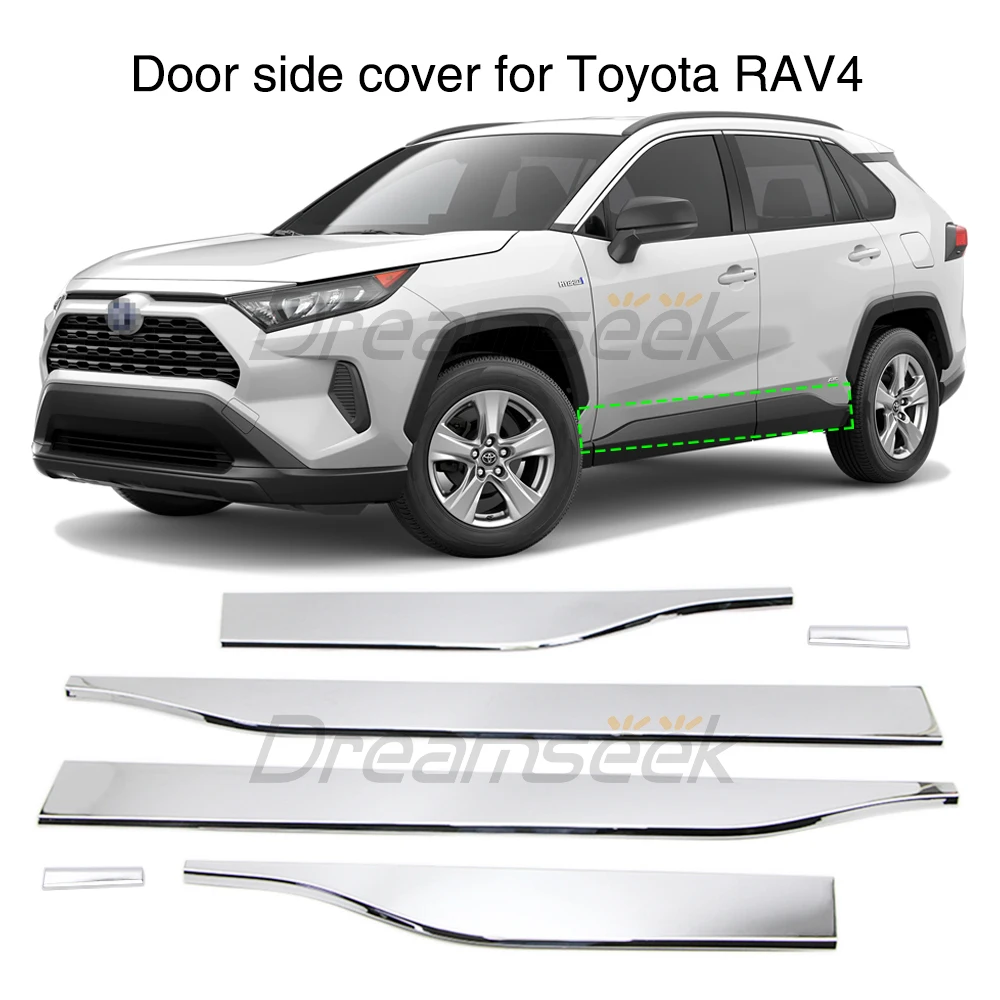 

4PCs Car Sticker Door Side Cover Chrome Molding Trim For Toyota RAV4 XA50 2019 2020 2021 2022 2023 Body Protection Trim Strip